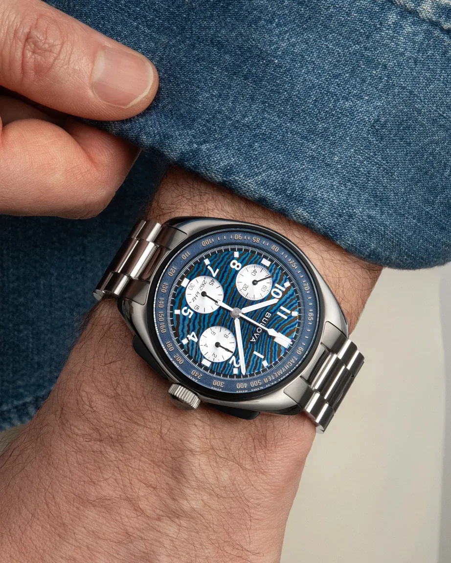 その他 BULOVA Blue Dial Stainless Steel Bracelet Lunar Pilot Timascus 98A329